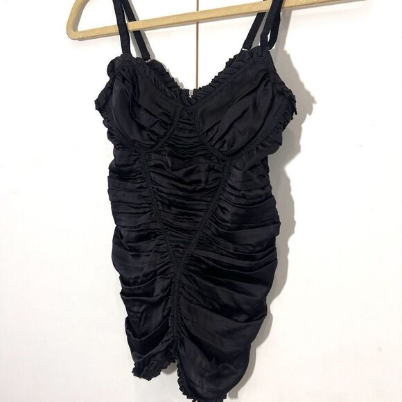 Dolce & Gabbana Corset Top Silk Ruched Black Feminine Bustier Size 38 - Picture 1 of 10